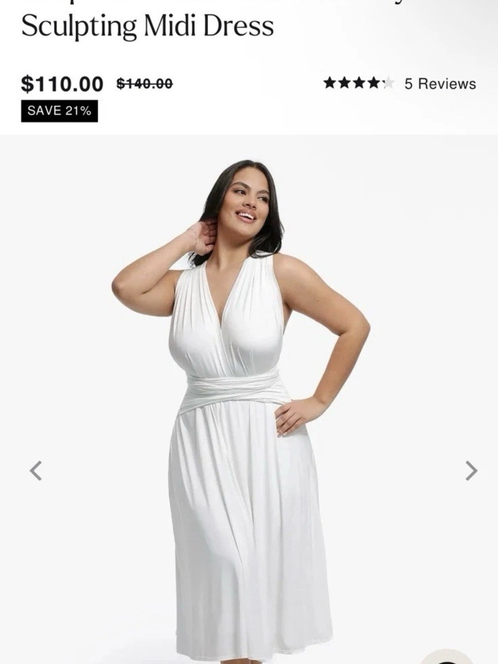 White Sculpting Midi Dress -  large Women Halloween Marilyn Monroe